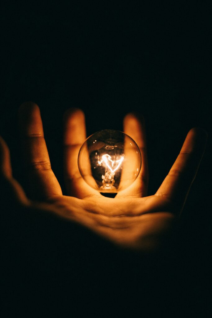 Hand holding a bulb