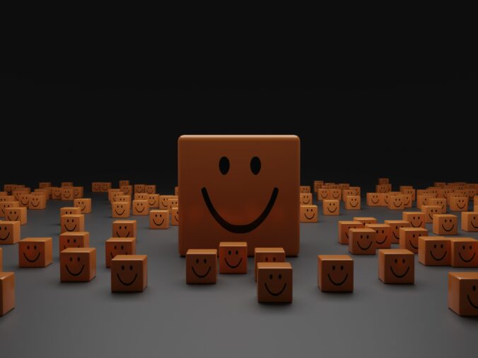 squares with smiley faces on them